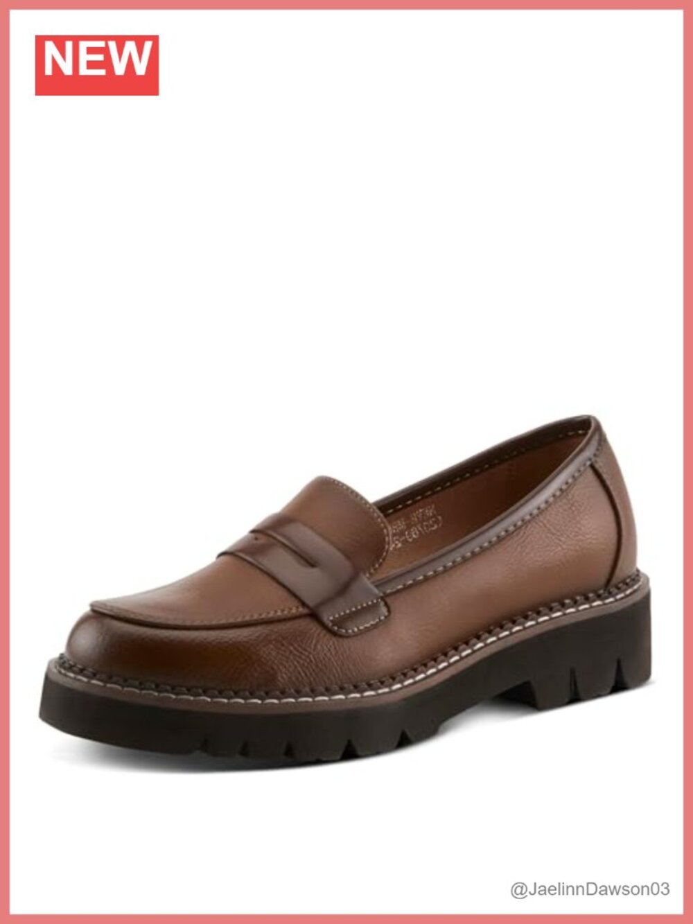Women's Penny Loafers Faux Leather Burnished Finish Block Heel Slip-On